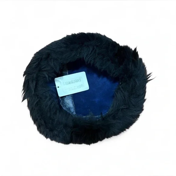 Vintage Black shearling fur hat Vintage 1970s Black Shearling Sheepskin Hat, Size S - Etsy main image 4